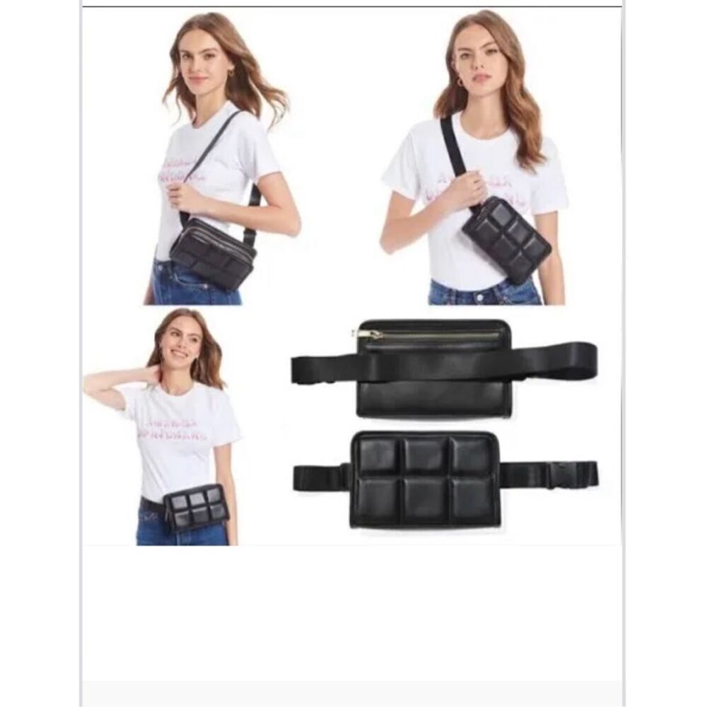 Amanda Uprichard black quilted fanny pack adjustable hand bag waist pouch